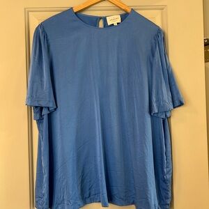 14 Sezane blue washable silk Kitty blouse